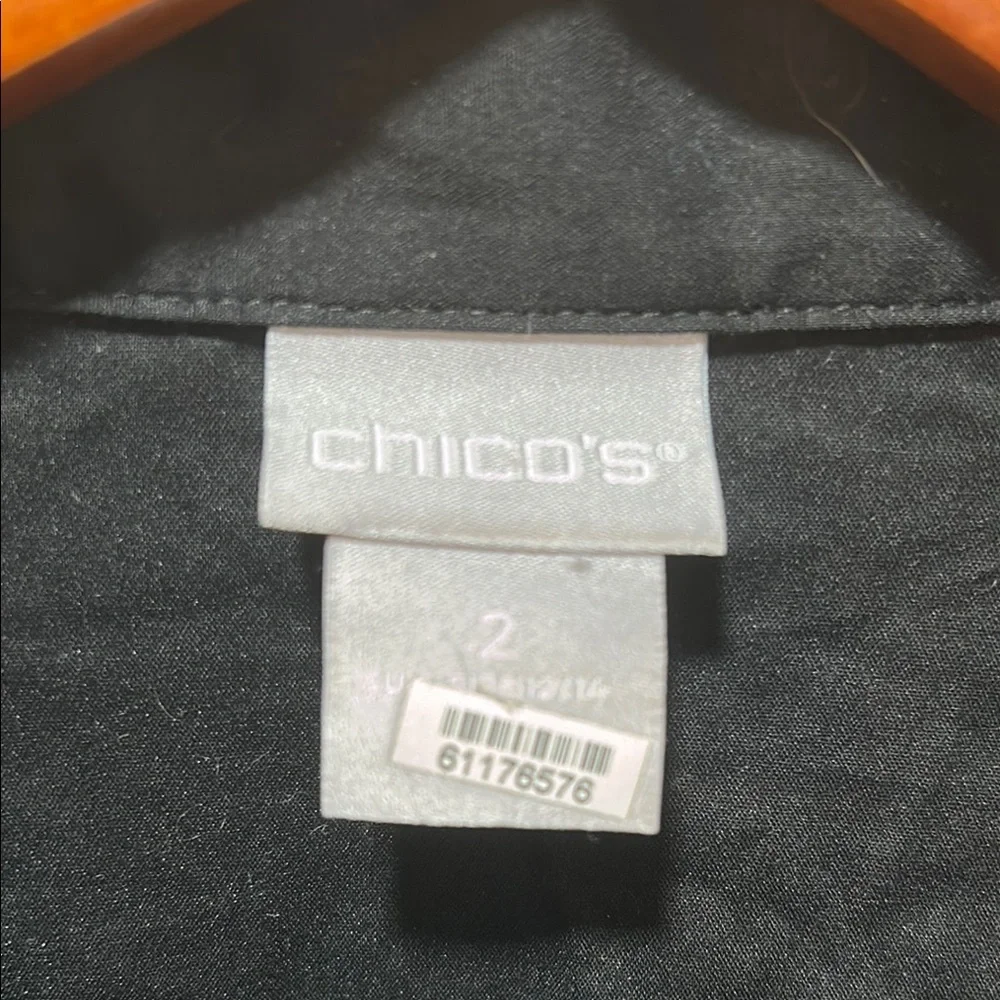 Chico’s  black blouse size 2 -u.s 12/14 GUC.. - Picture 7 of 11
